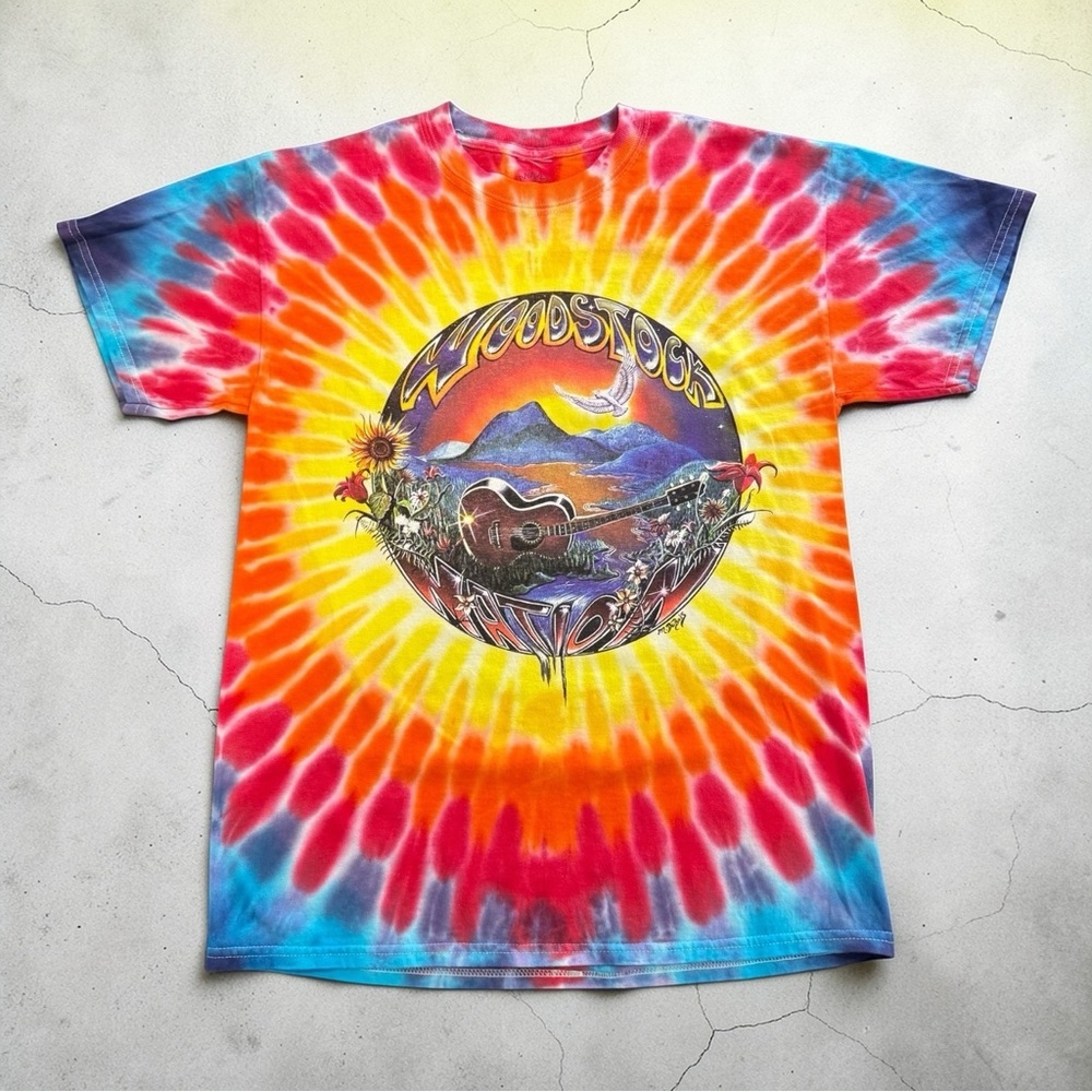 Woodstock Tie Dye T-Shirt Size Medium Vintage Style Graphic Tee